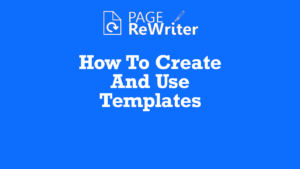 How To Create Templates With page Rewriter